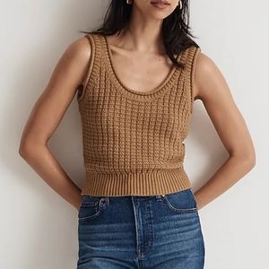Madewell Textured-Stitch Sweater Tank in Dark Khaki size S